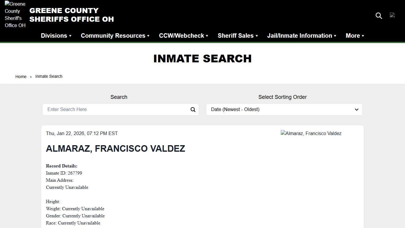 Inmate Search Greene County Sheriff's Office OH
